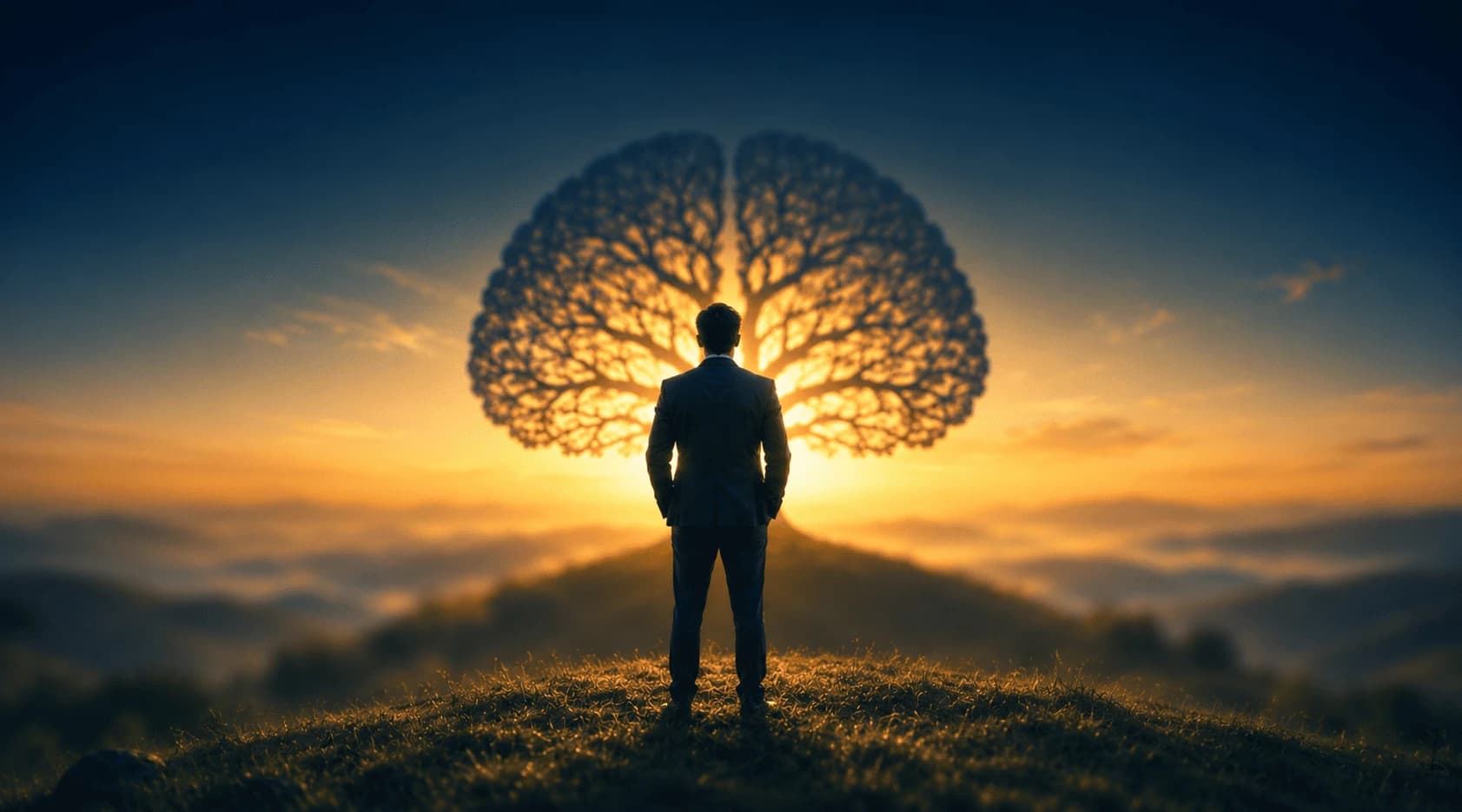 Executive leader standing calmly as a symbol of focused, resilient leadership